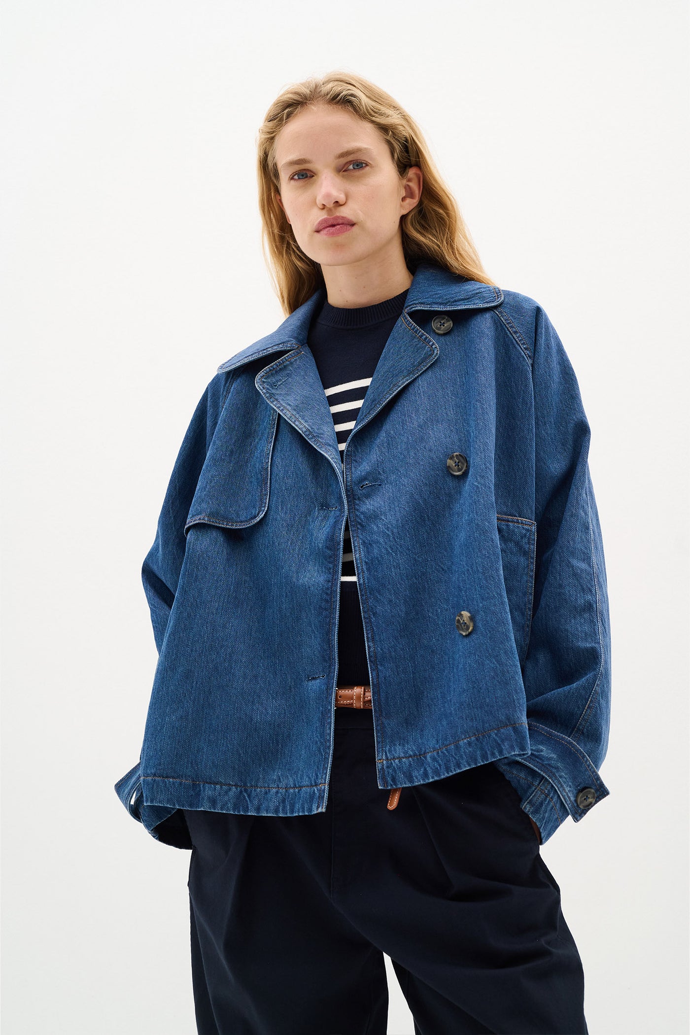 MableIW Minona Short Coat Dark Blue Denim - 30110518
