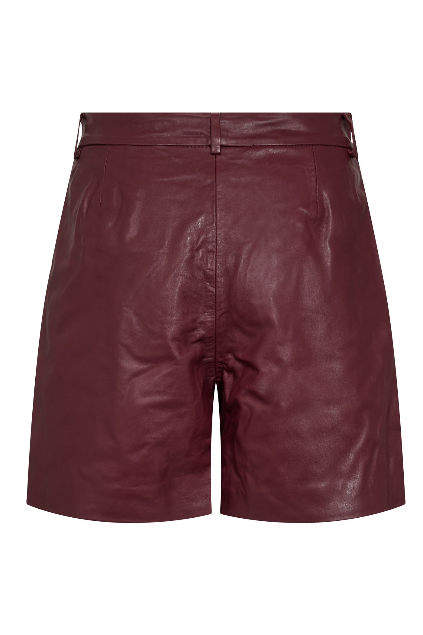 PhoebeCC Leather Pleat Shorts 186-Burgundy - 31458