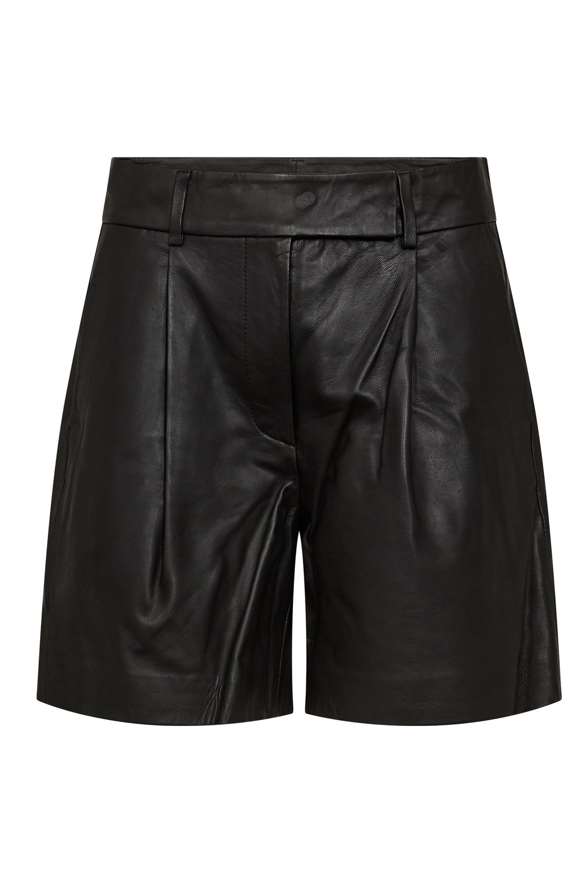 PhoebeCC Leather Pleat Shorts 96-Black - 31458