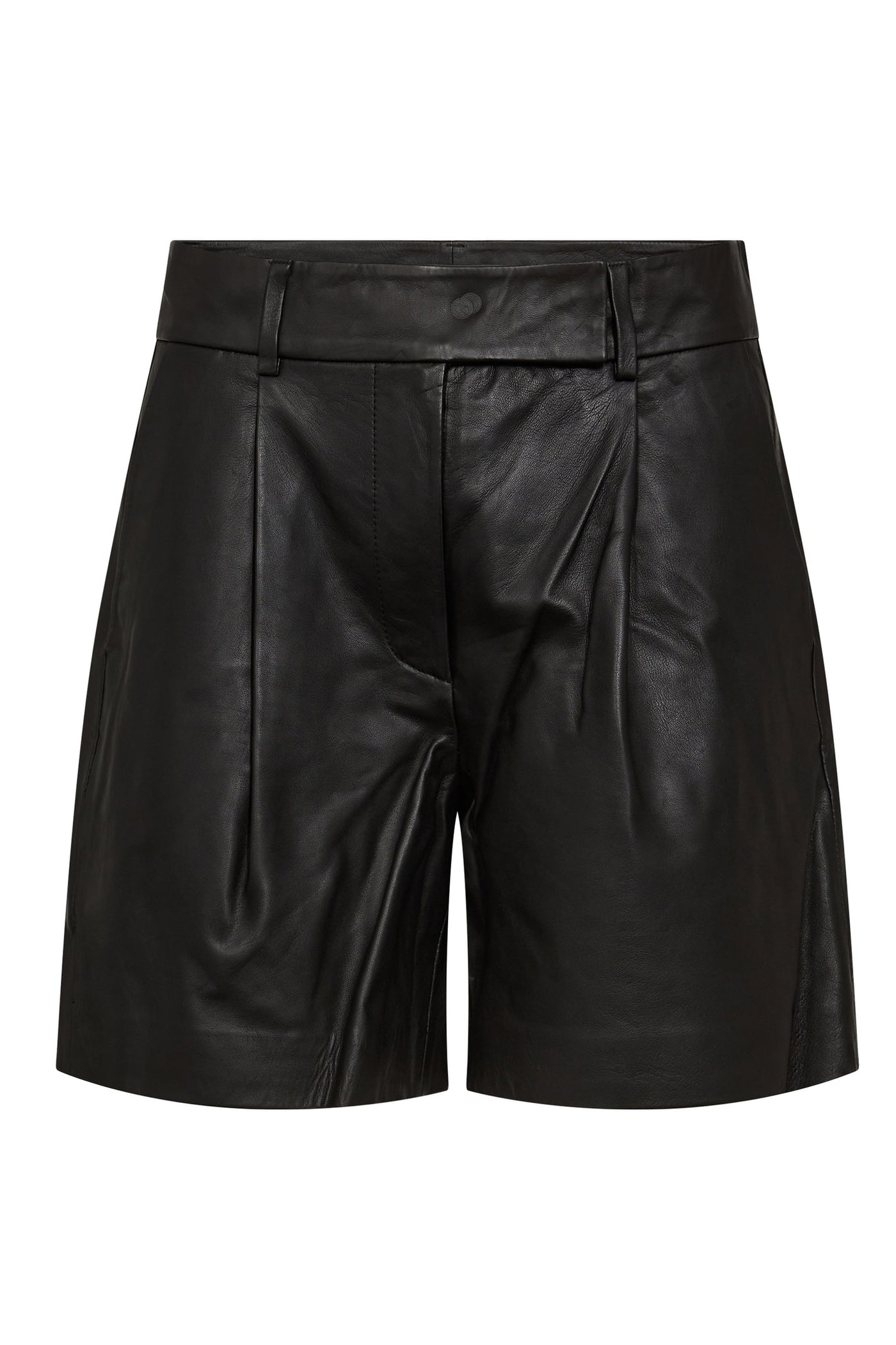 PhoebeCC Leather Pleat Shorts 96-Black - 31458