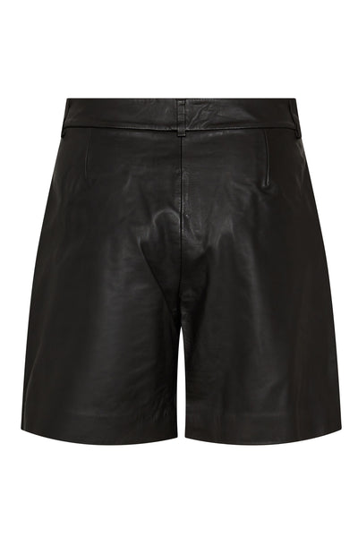 PhoebeCC Leather Pleat Shorts 96-Black - 31458 Thumbnail