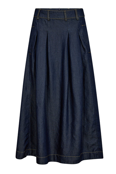 AnyaCC Denim Pleat Skirt 555-Dark denim - 34181 Thumbnail