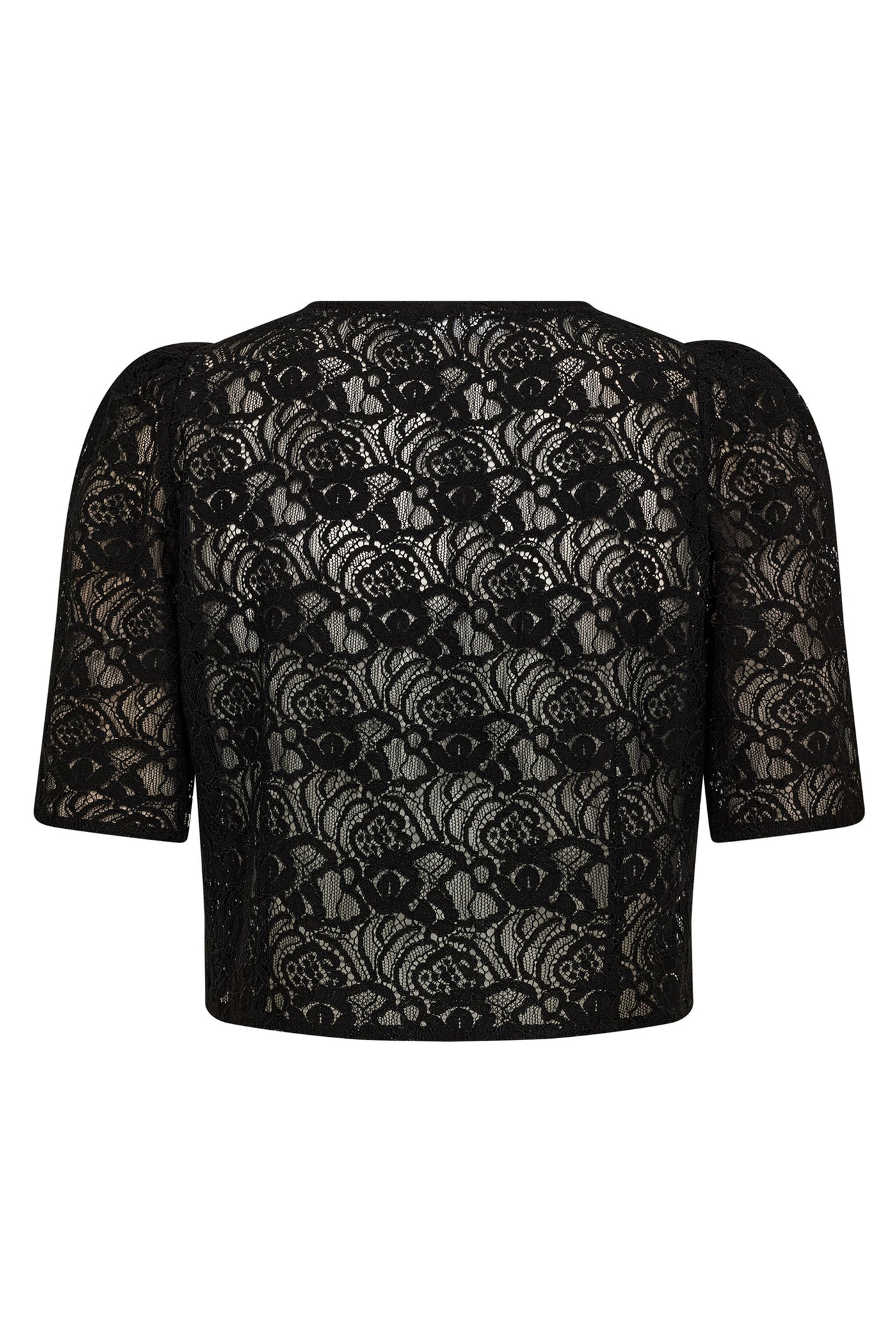 LeroyCC Lace Crop SS Shirt 96-Black - 35774