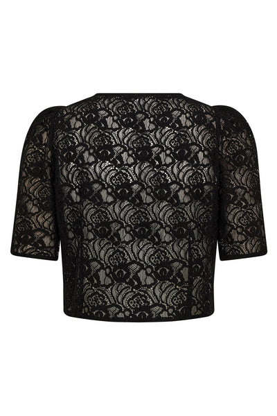 LeroyCC Lace Crop SS Shirt 96-Black - 35774 Thumbnail