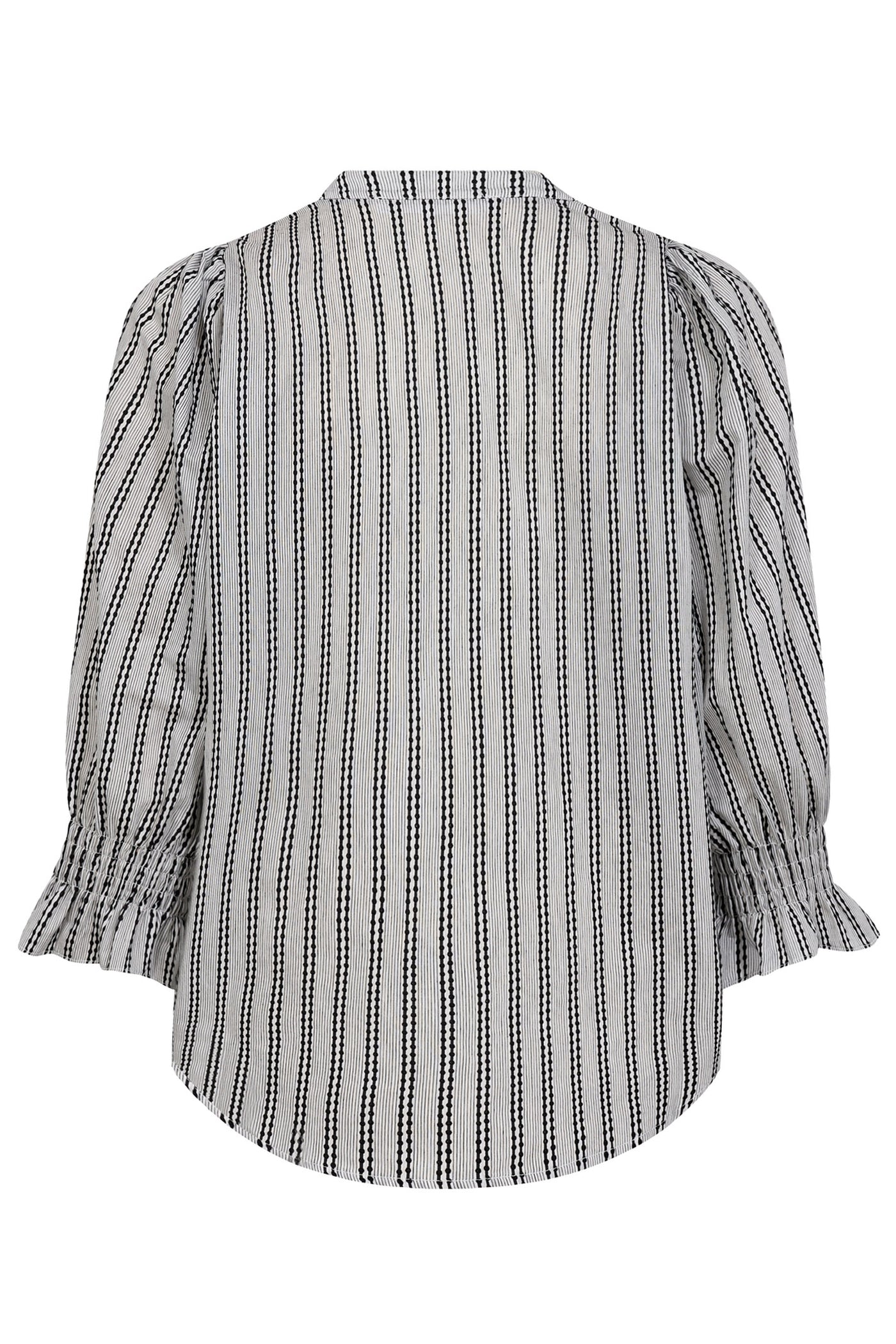 NoraCC Frill SS Blouse 40096-WhiteBlack - 35798