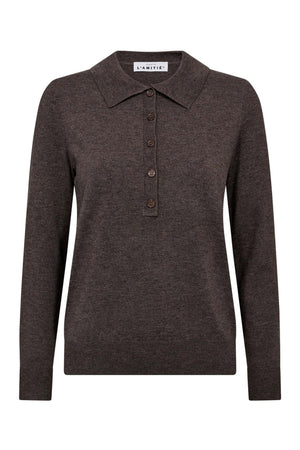 Premiere LS Polo Knit Mocca - HL10004