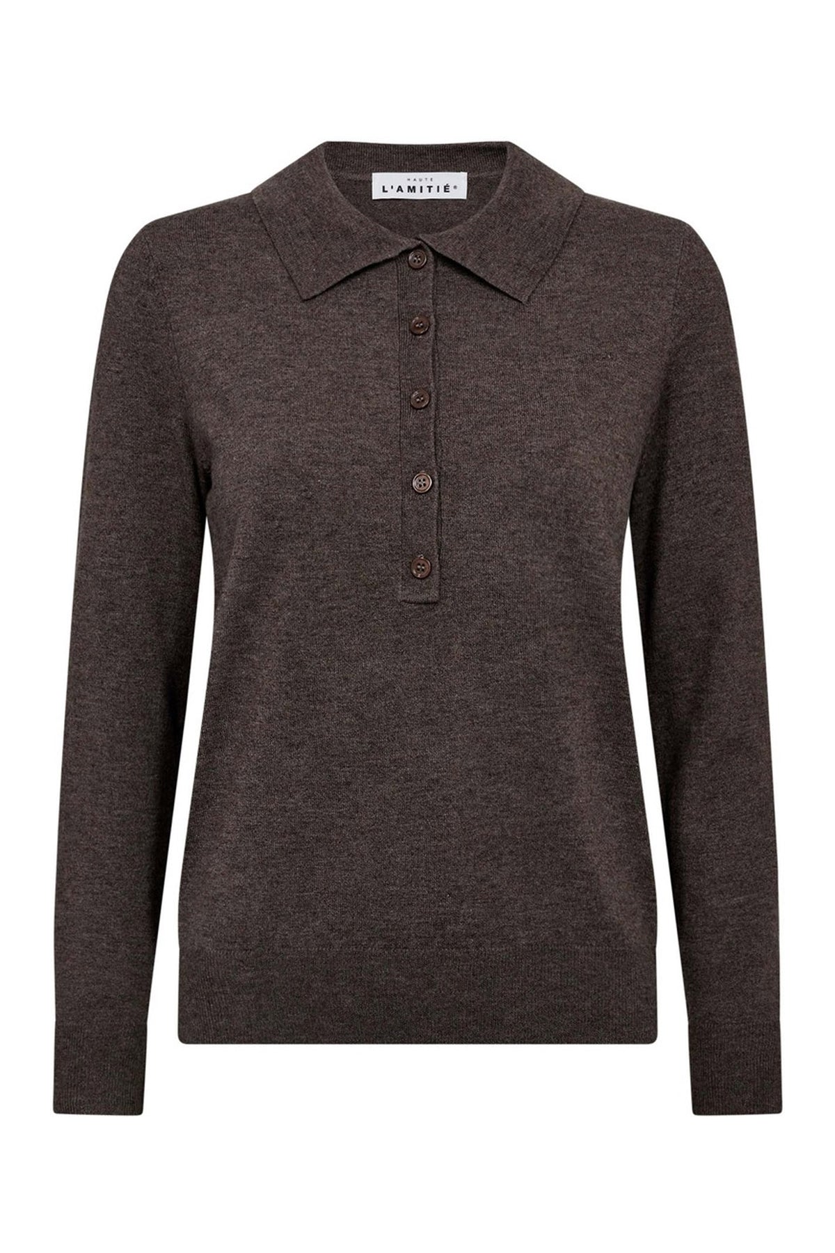 Premiere LS Polo Knit Mocca - HL10004
