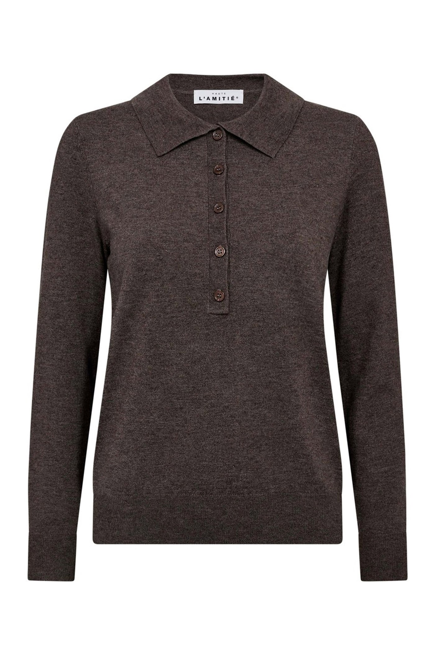 Premiere LS Polo Knit Mocca - HL10004