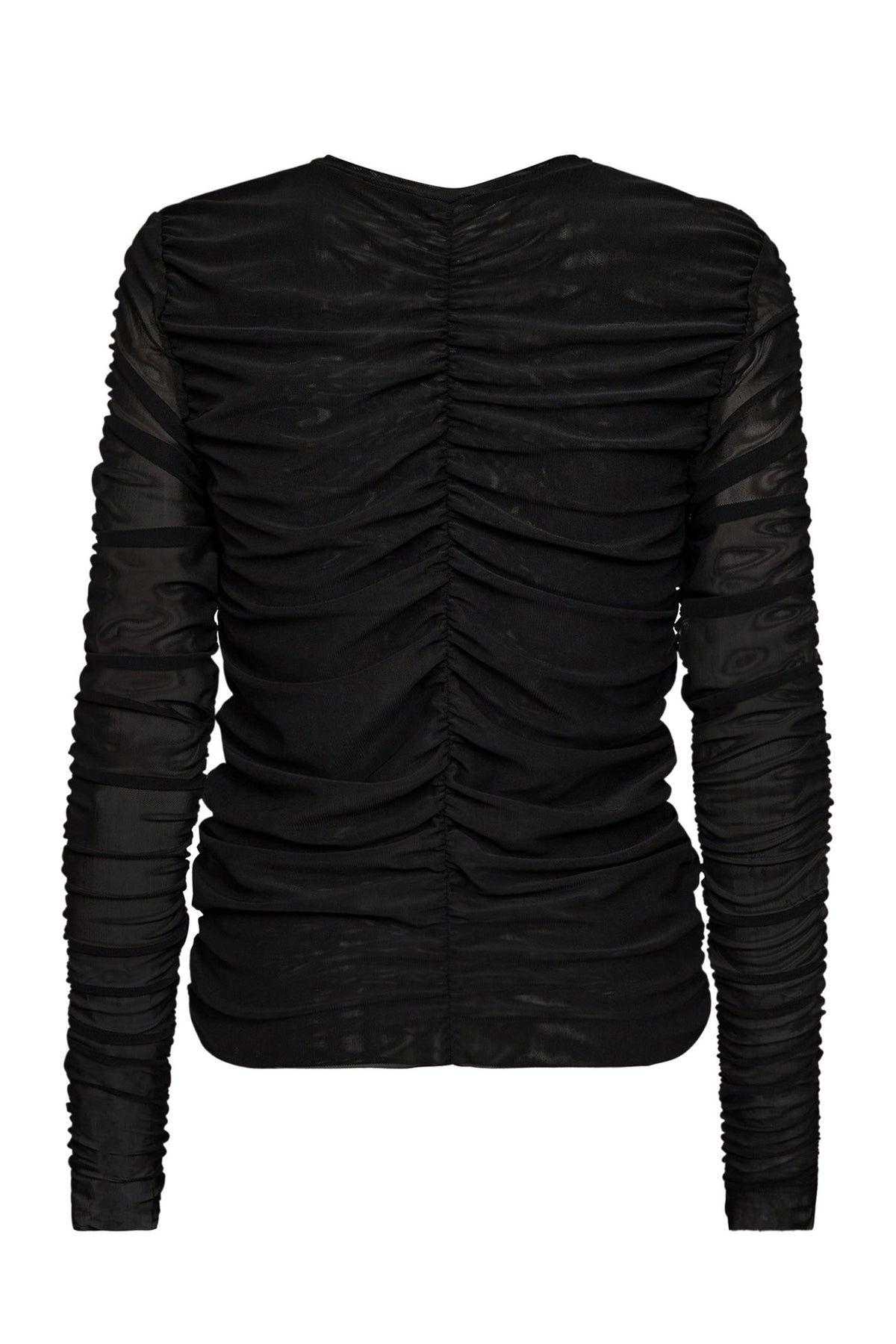 ReaganCC Rushed Mesh Blouse 96-Black - 33122