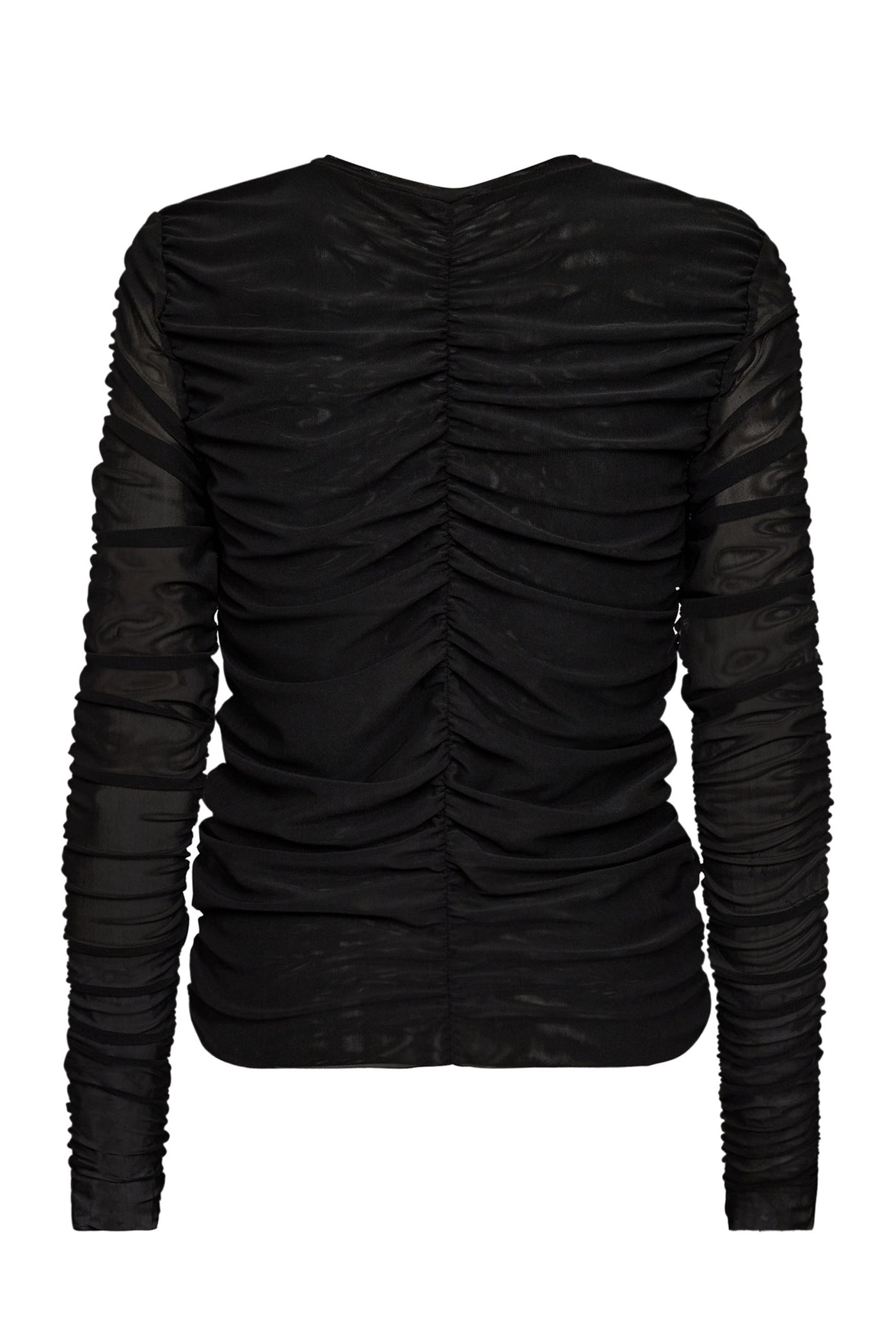 ReaganCC Rushed Mesh Blouse 96-Black - 33122