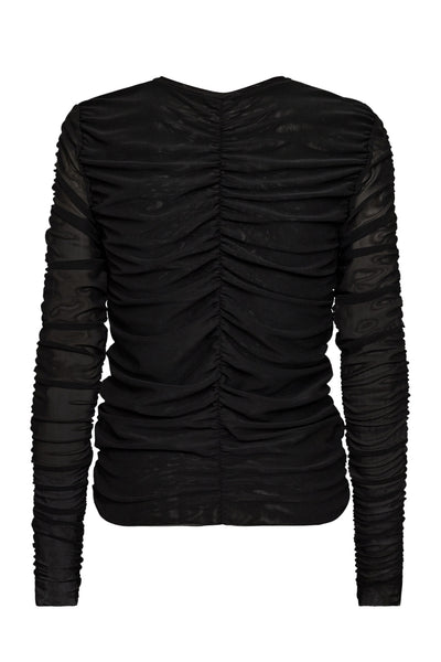 ReaganCC Rushed Mesh Blouse 96-Black - 33122 Thumbnail