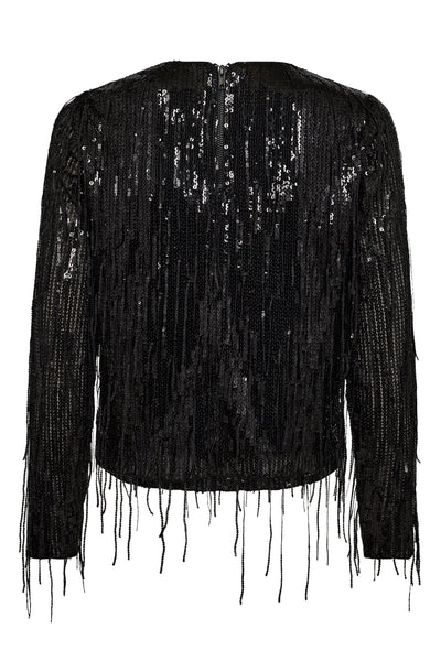 MaddoxCC Sequin Crop Blouse 96-Black - 35679 Thumbnail