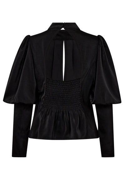 AdnaCC Open Back Blouse 96-Black - 35680 Thumbnail