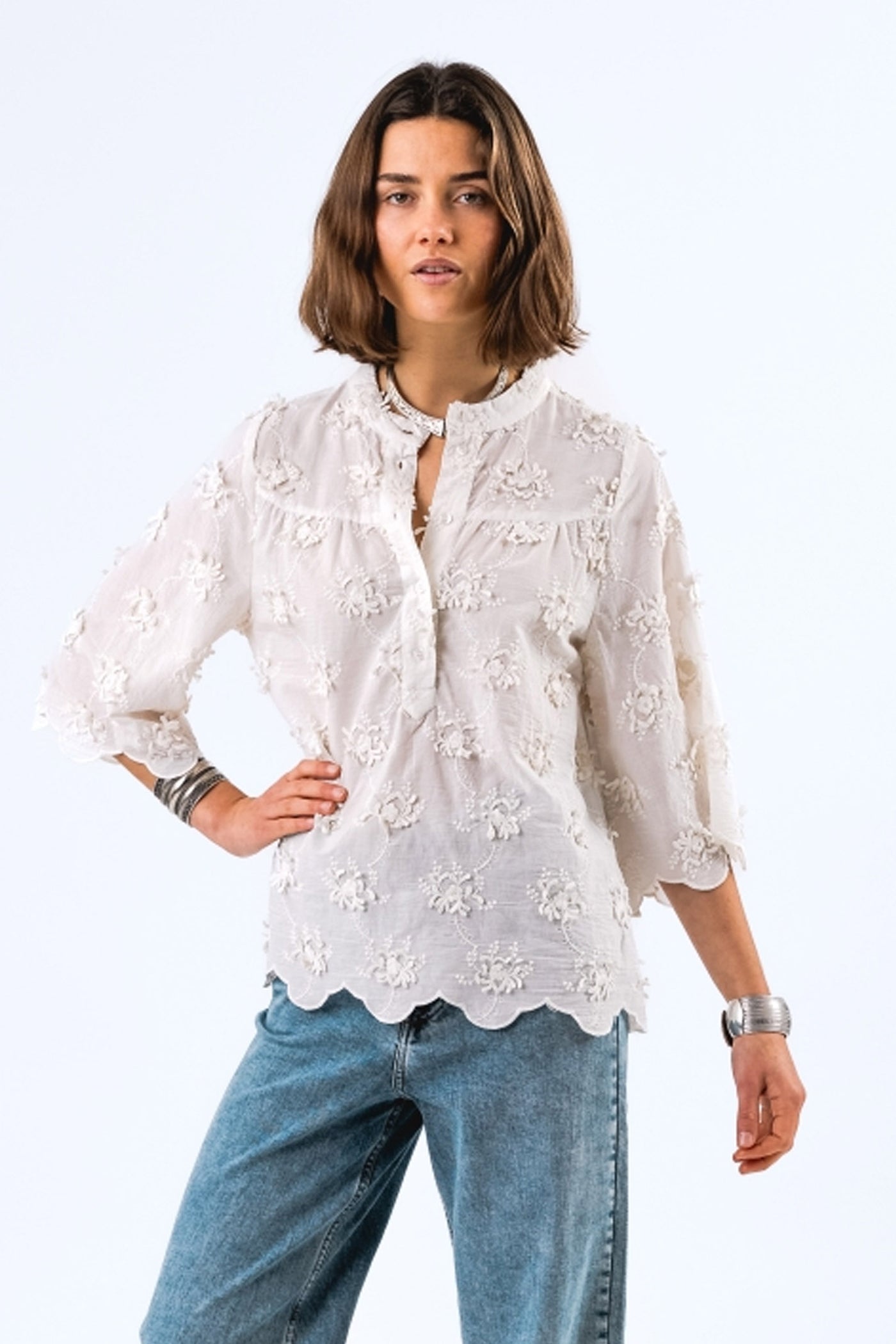 LouiseLL Blouse SS 02 Creme - 25152-1038