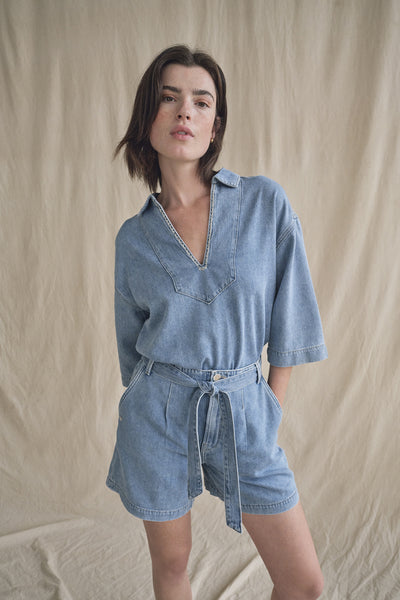 MMMeggi Denim Shorts Light Blue - 171840 Thumbnail