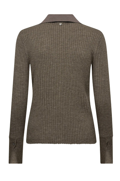 MMRelena Rib Polo Knit Falcon - 173080 Thumbnail