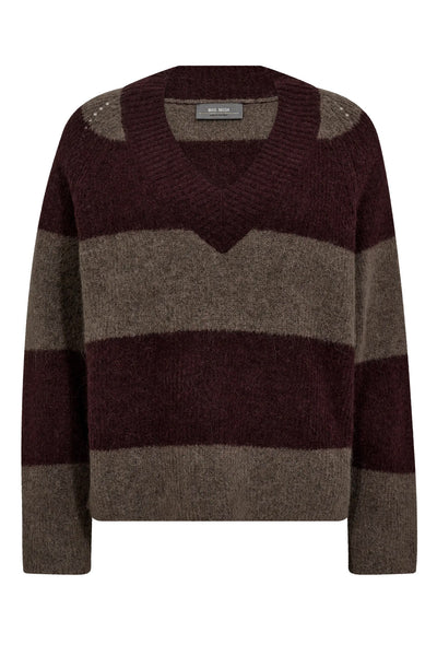 MMTaci Stripe LS V-Neck Knit FUDGE - 173090 Thumbnail