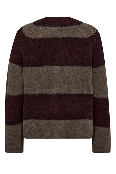 MMTaci Stripe LS V-Neck Knit FUDGE - 173090 Thumbnail