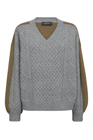 MMBeth Ottili V-neck Knit Grey Melange - 173270