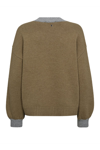 MMBeth Ottili V-neck Knit Grey Melange - 173270 Thumbnail