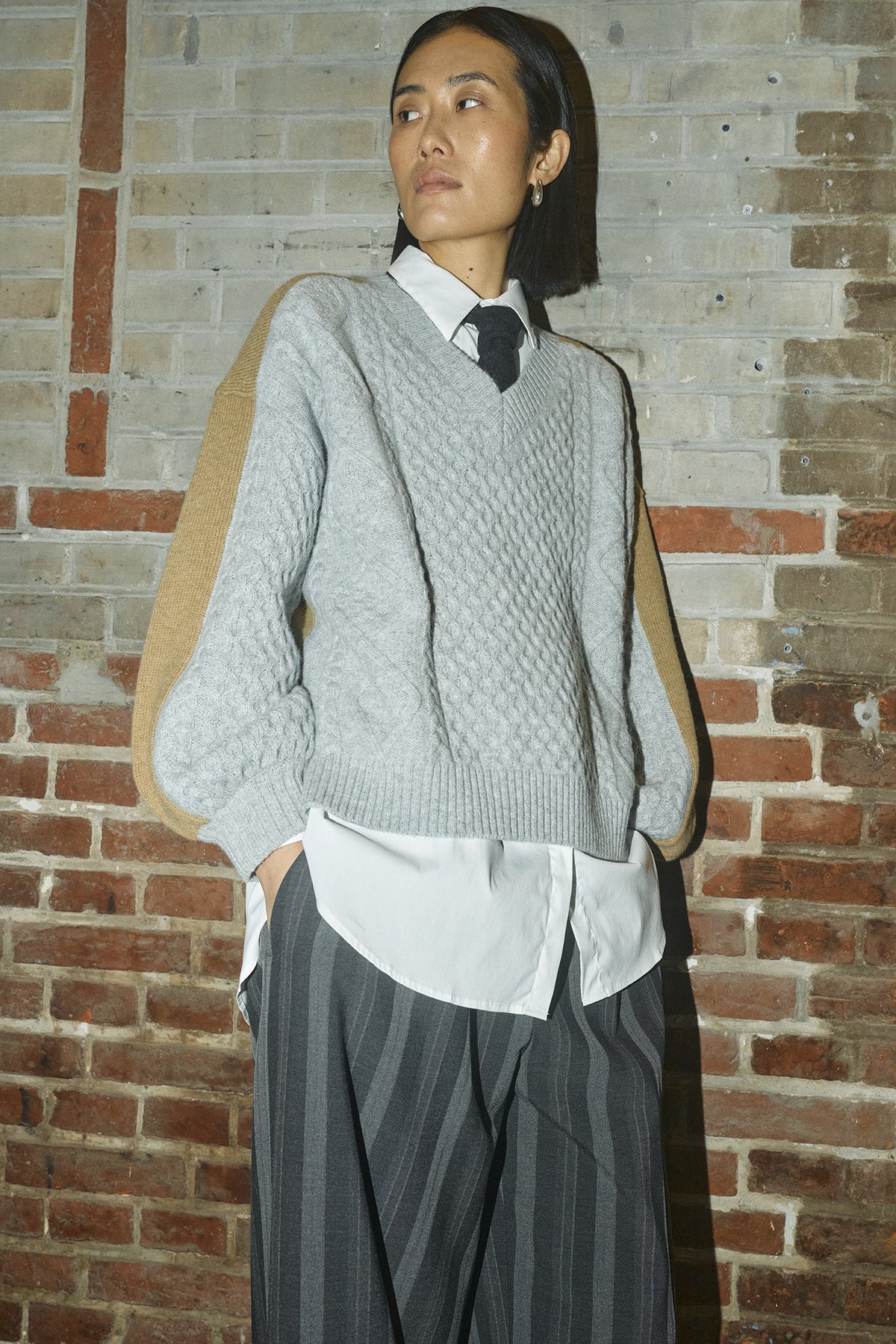 MMBeth Ottili V-neck Knit Grey Melange - 173270