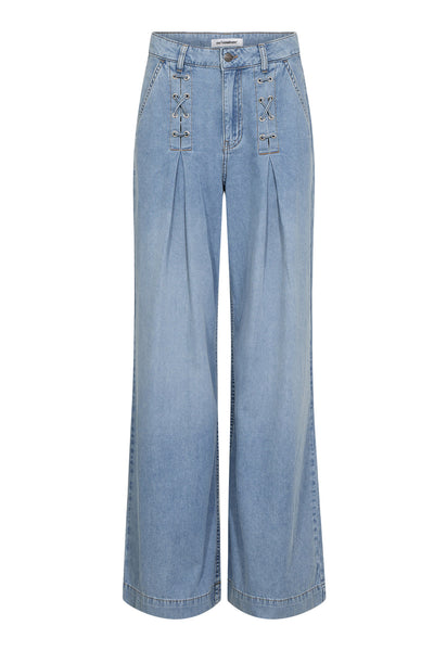 CindyCC Eyelet Wide Jeans 114-Fade Denim - 31529 Thumbnail
