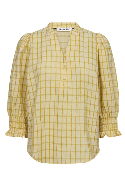 MangoCC Check SS Blouse 242-Past yello - 35937 Thumbnail