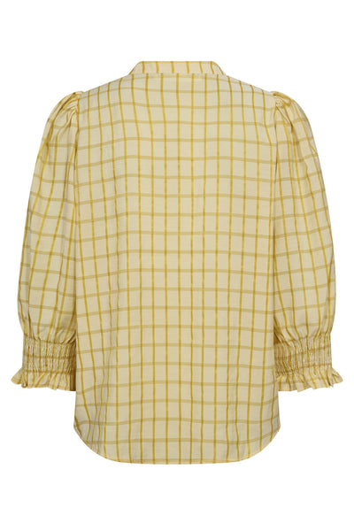 MangoCC Check SS Blouse 242-Past yello - 35937 Thumbnail