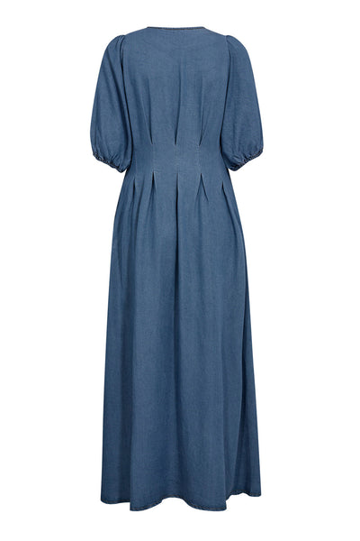DenimCC Pleat Dress 552-Denim blue - 36535 Thumbnail