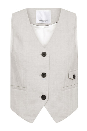 LisaCC Linen Tailor Vest 199-Bone - 30306
