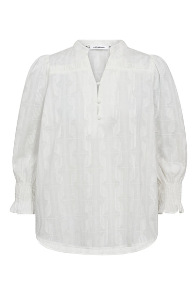 EmmaCC Frill SS Blouse 11-Off white - 35856 Thumbnail
