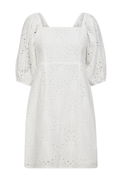 NayaCC Anglaise Knot Dress 4000-White - 36470 Thumbnail