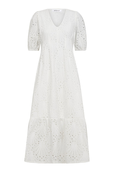 NayaCC Anglaise Pleat Dress 4000-White - 36471 Thumbnail