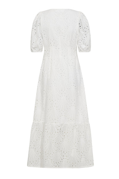 NayaCC Anglaise Pleat Dress 4000-White - 36471 Thumbnail