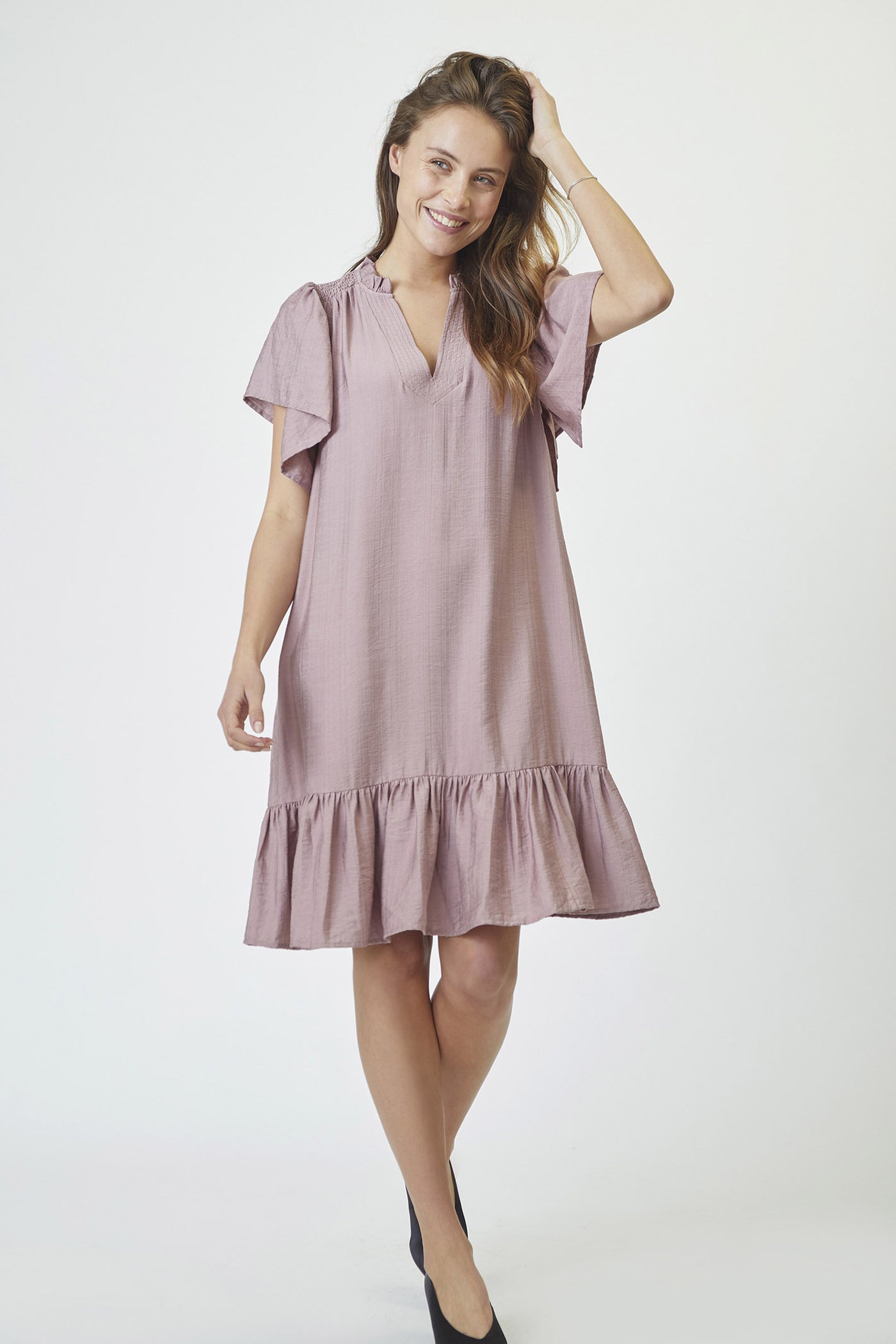 HeraCC Crop SS Frill Dress 103-Old Rose - 36479