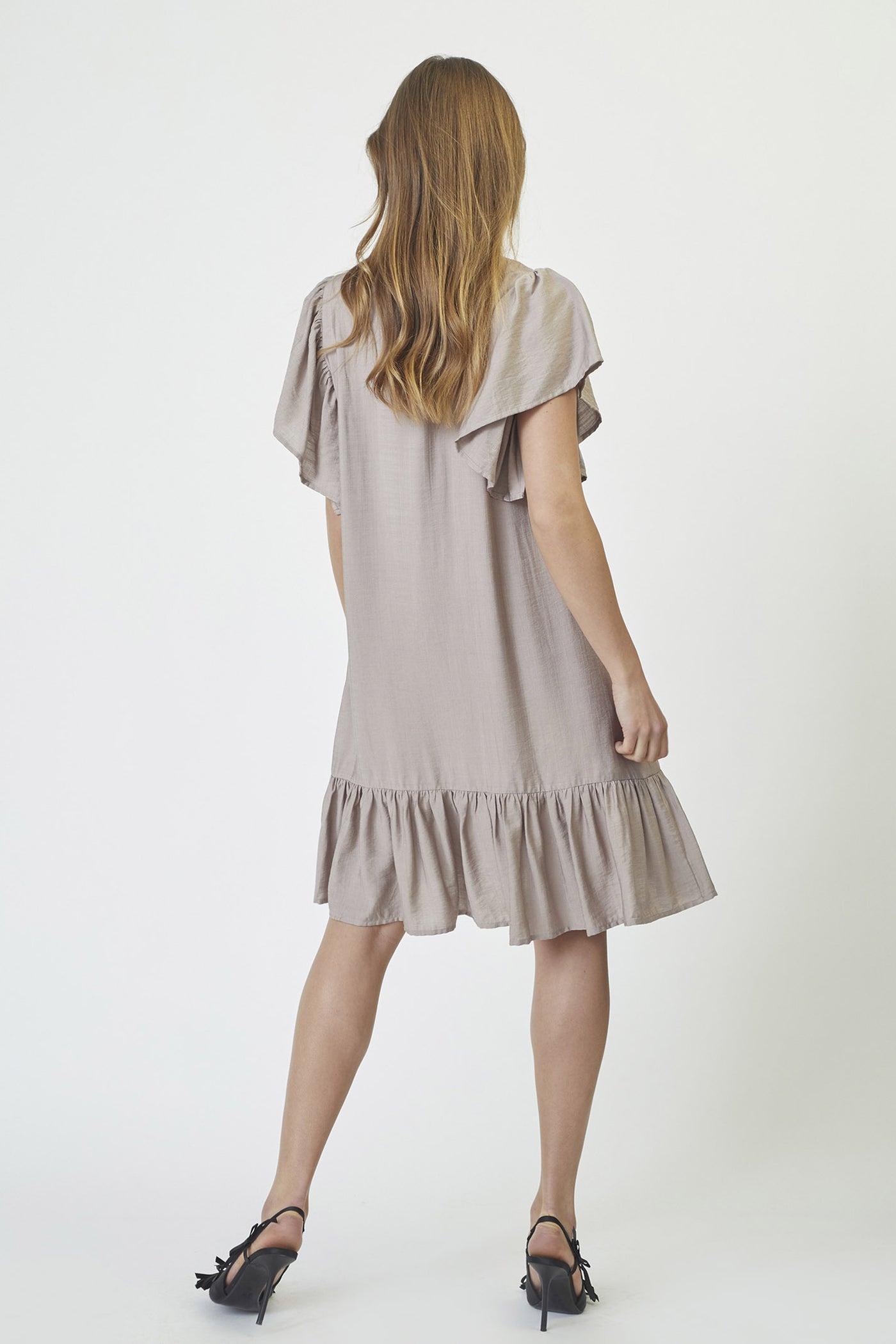 HeraCC Crop SS Frill Dress 154-Walnut - 36479