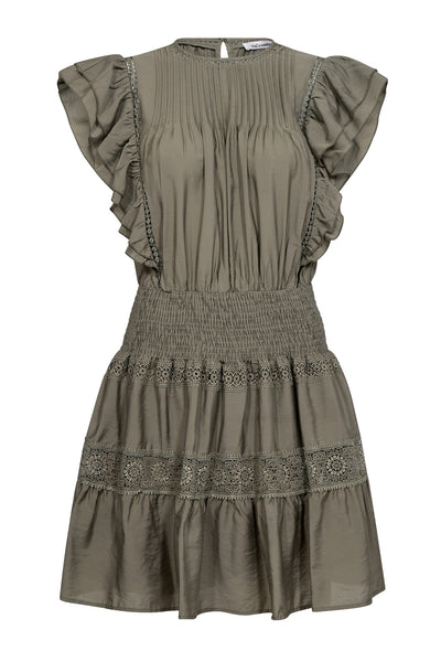 CallumCC Frill Pintuck Dress 7555-Army - 36486 Thumbnail