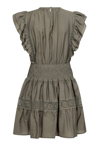 CallumCC Frill Pintuck Dress 7555-Army - 36486 Thumbnail
