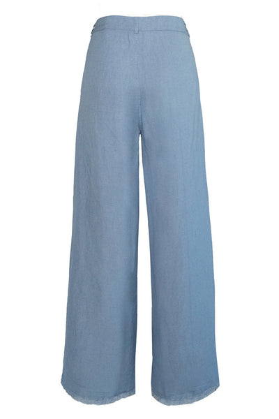 LILA Linen Trousers 4003 Faded Denim - 2510230228 Thumbnail