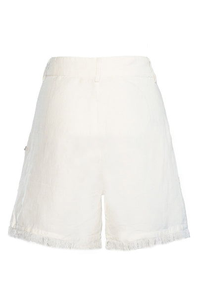 LILA Linen Shorts 0003 White Alyssum - 2510240205 Thumbnail
