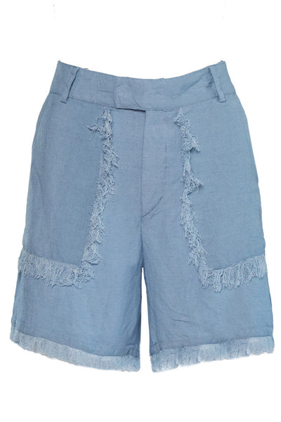 LILA Linen Shorts 4003 Faded Denim - 2510240205 Thumbnail