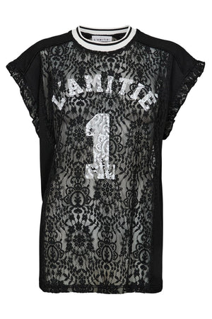 Football Lace Frill Top Black - HL10124