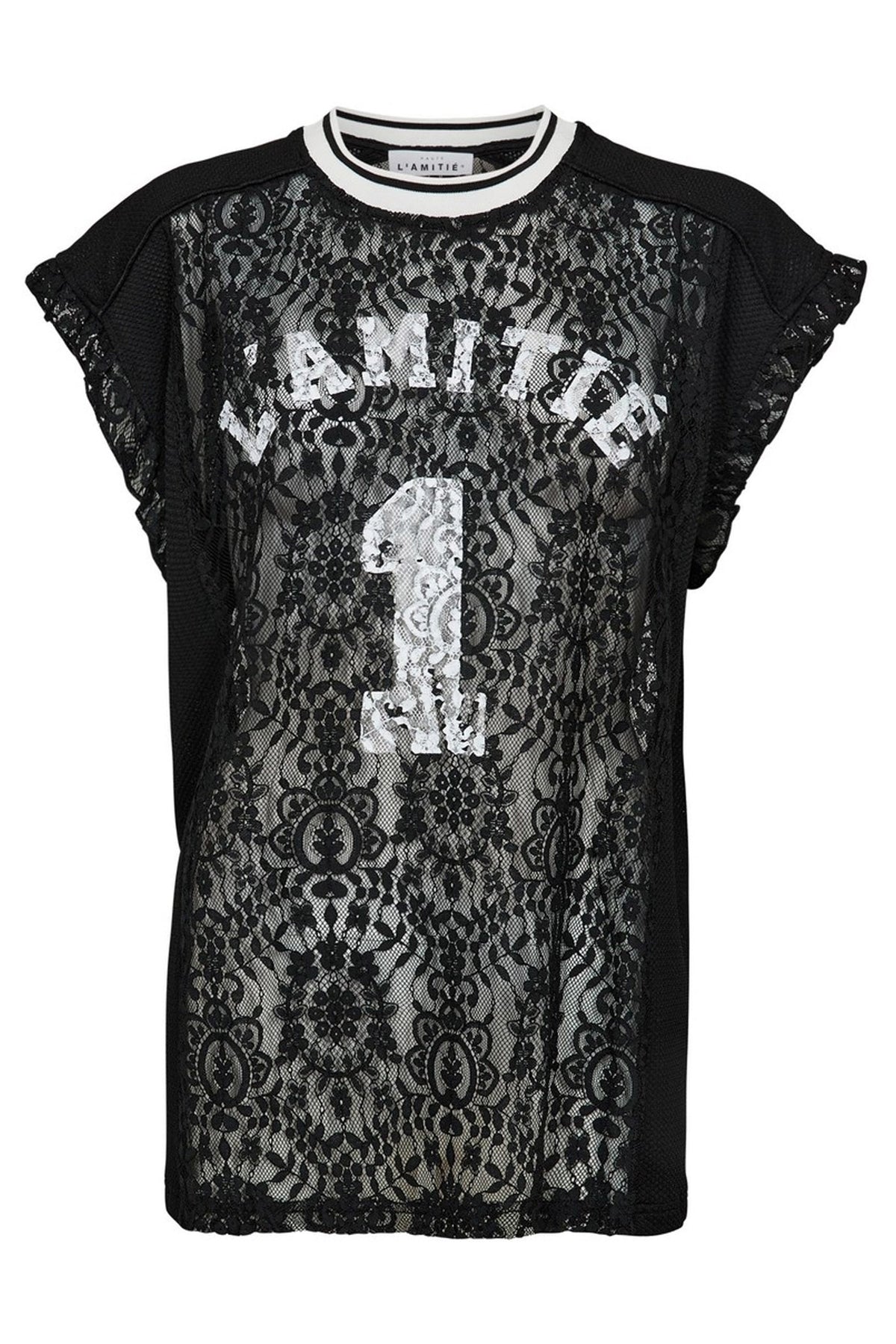 Football Lace Frill Top Black - HL10124