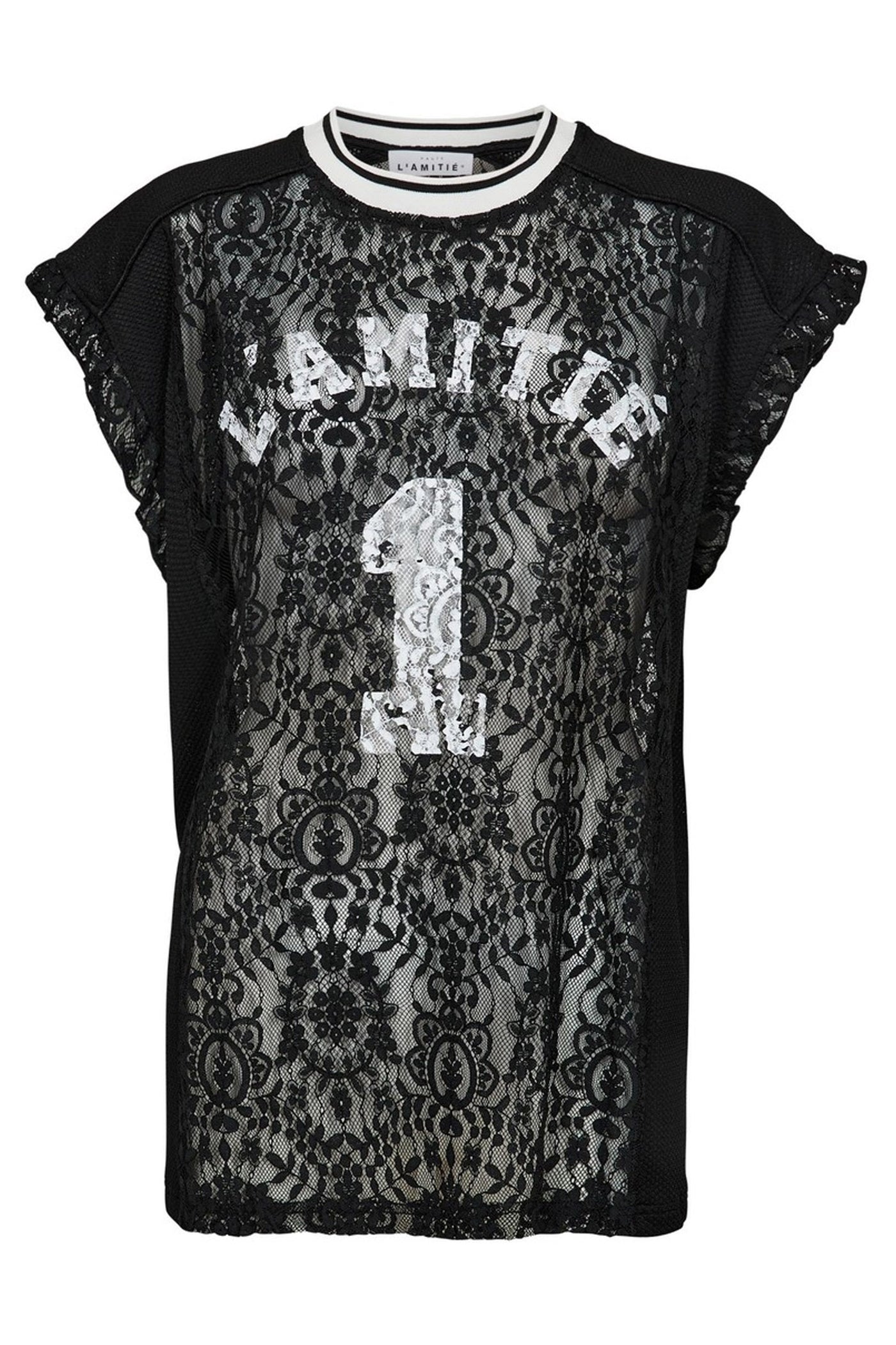 Football Lace Frill Top Black - HL10124