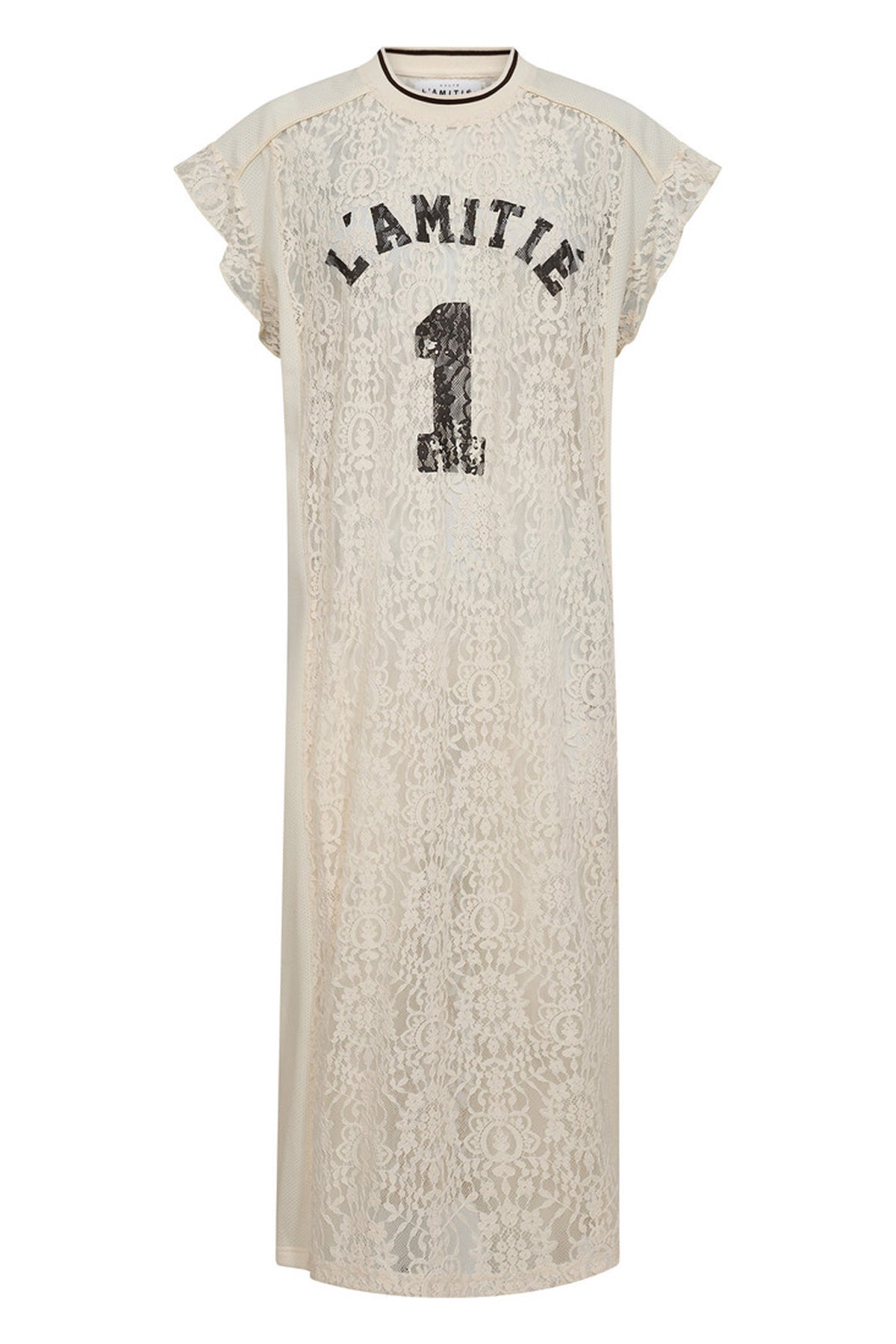 Lace Football Frill Dress Pearl - HL10132