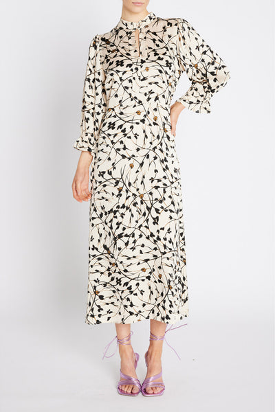 FloretBBClarene dress White Cream AOP - BBW4591 Thumbnail