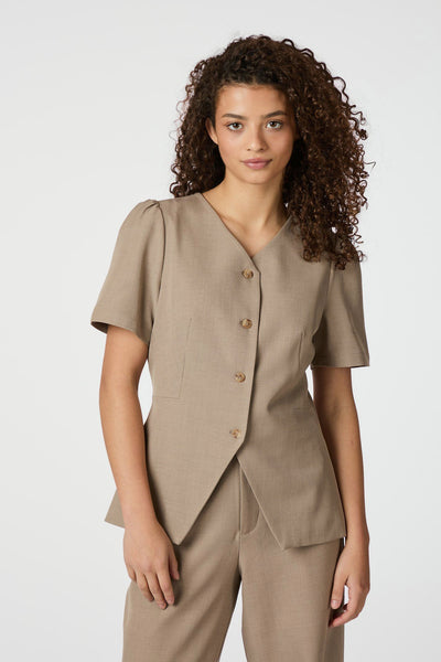 165065 JULES STRUCTURE BLOUSE Dark Taube - 165065 JULES STRUCTURE BLOUSE Thumbnail