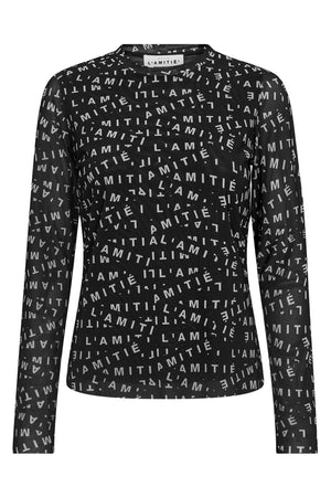 L'AMITIÉ Mesh Ls O-Neck Black - HL10157