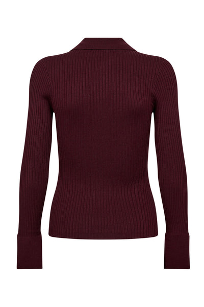 BonnyCC Polo LS Knit 87-Winered - 32206 Thumbnail