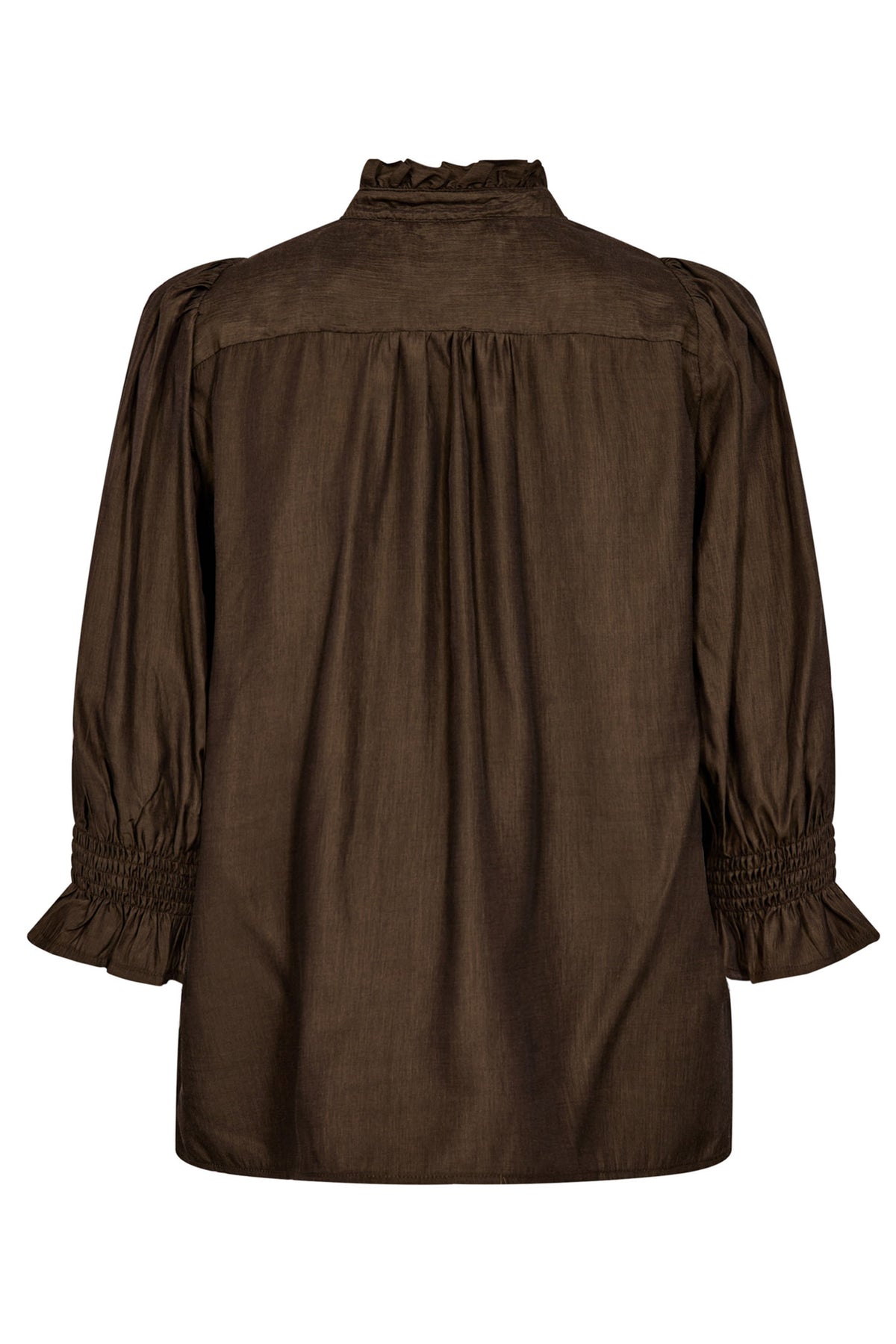 AilaCC Frill SS V-Blouse 83-Mocca - 35866